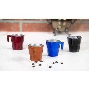 Set of 4 Stackable Tempered Glass 1.5 Oz Espresso Mini Cups, Assorted Colors
